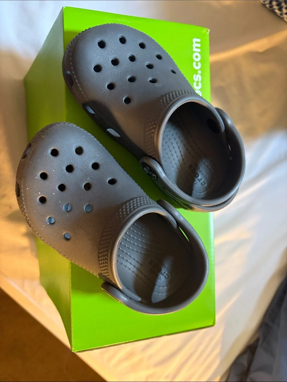 CROCS Kids' Two-Pair Set — Gray and Black with Multicolor Dino Accents